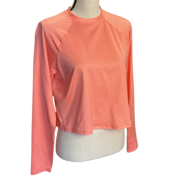 Kona Sol Cropped Long Sleeve Rash Guard Coral Peach Color Size Large - Picture 7 of 9